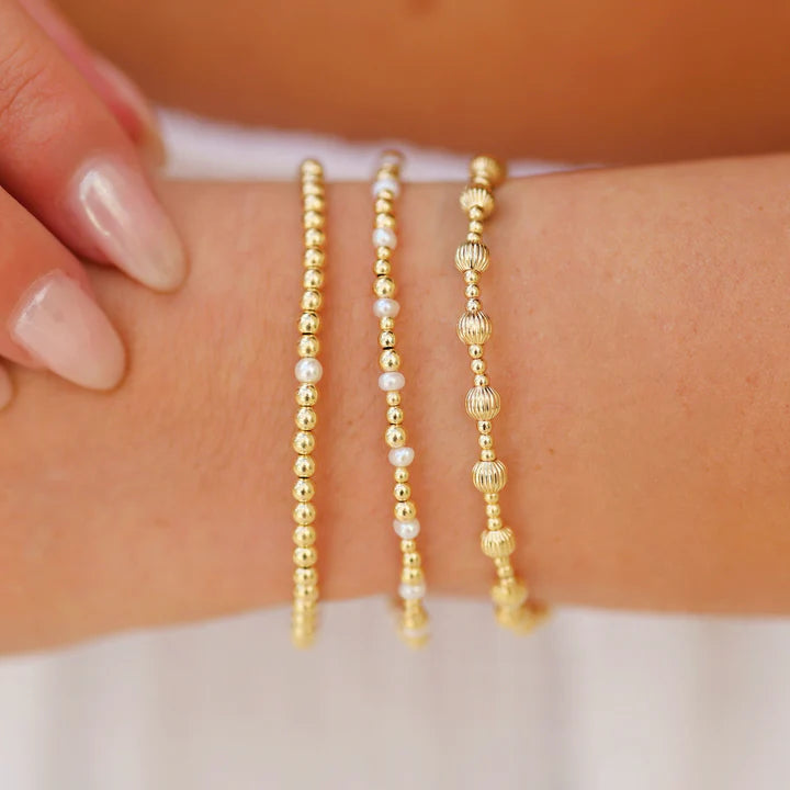 Gold Filled Beaded Bracelet Stack - Santorini