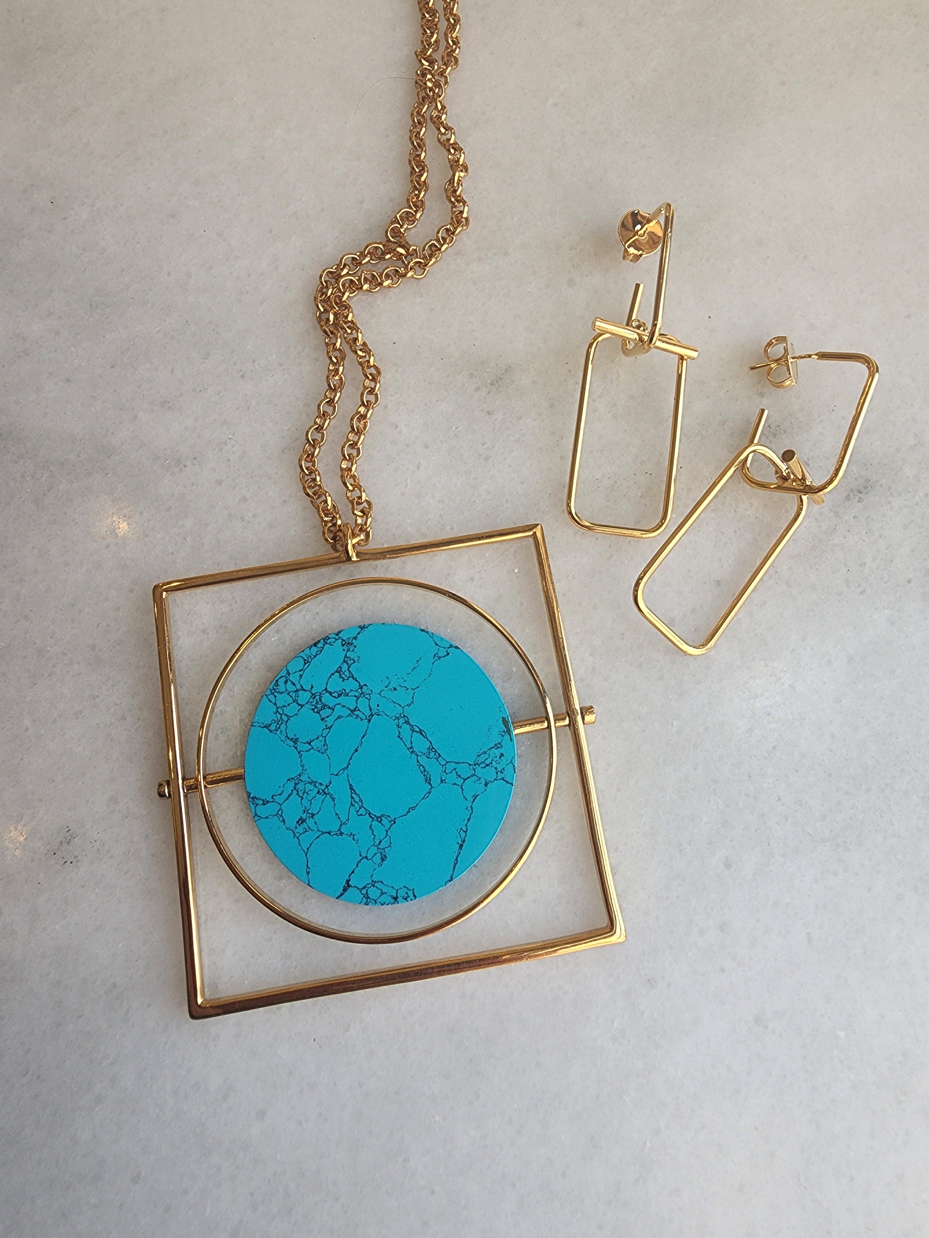 Geometric Turquoise Pendant