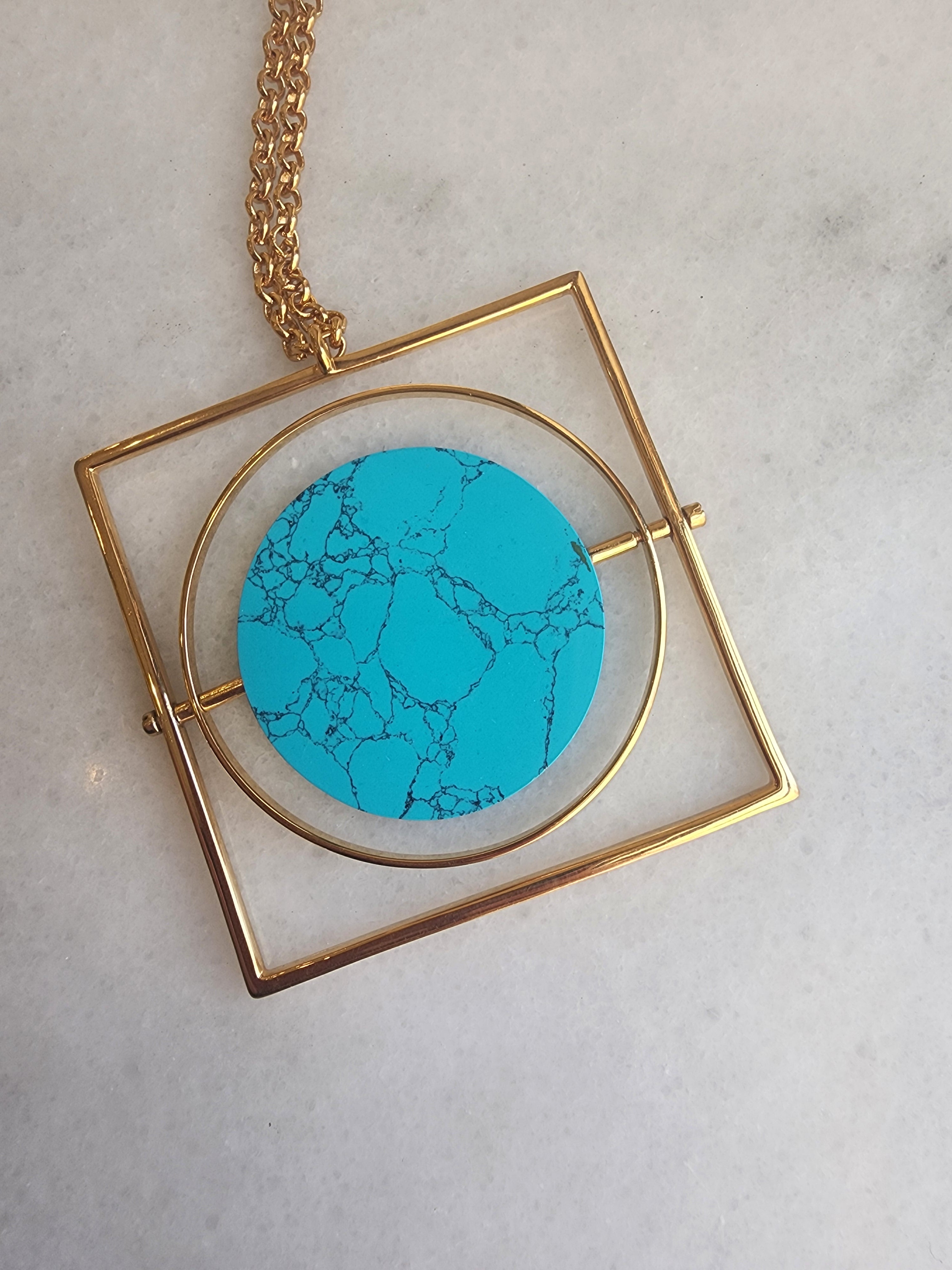 Geometric Turquoise Pendant