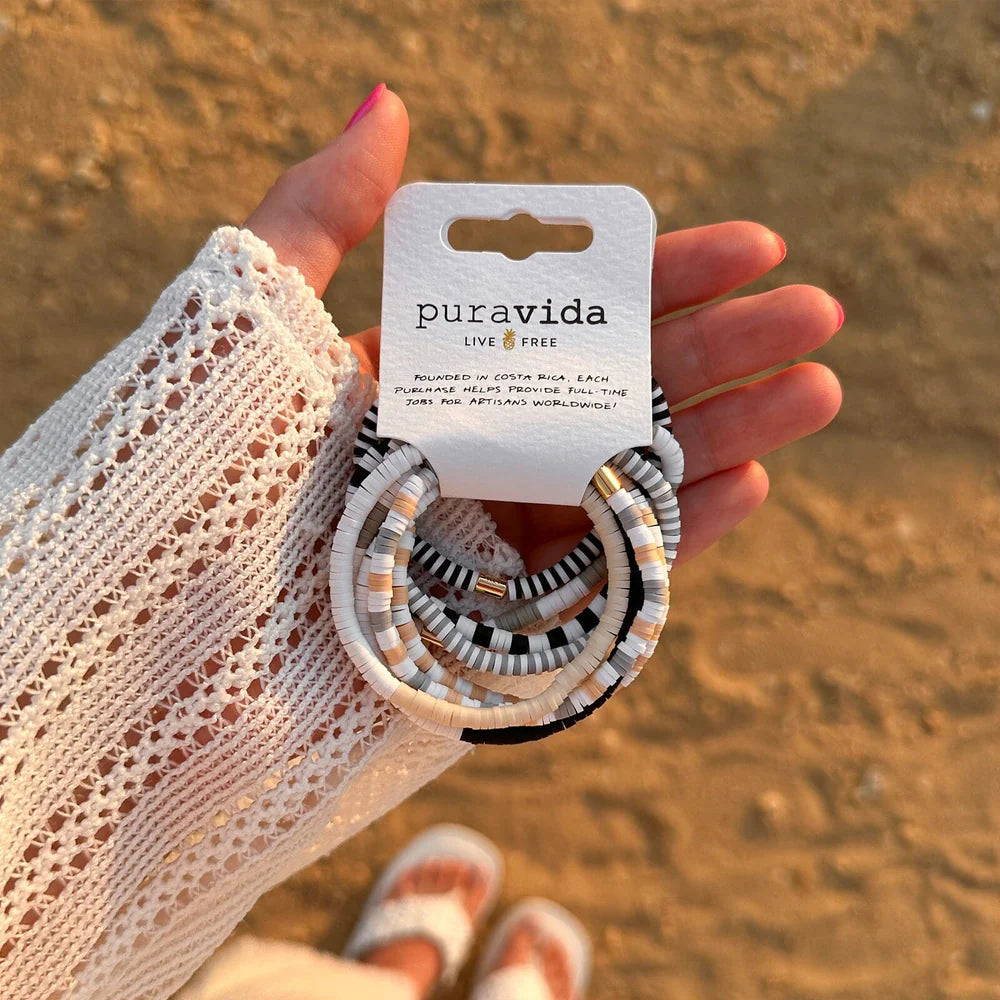 Pura Vida Vacation Vibes Neutral Stretch Bracelet Set of 8