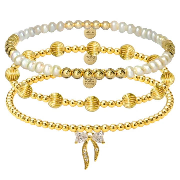 Gold Filled Beaded Bracelet Stack - Beverly Hills