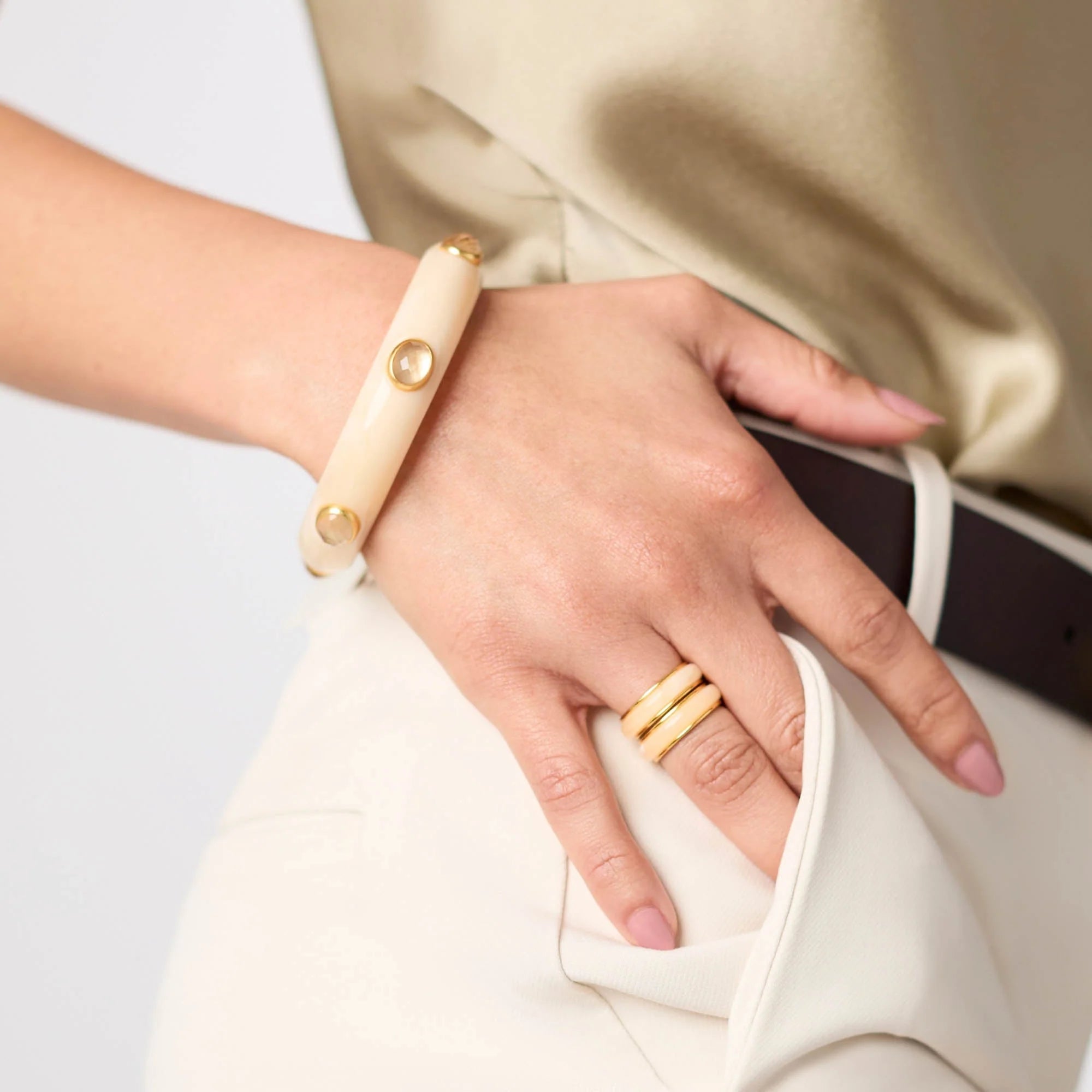 Julie Vos Carnaby Duet Ring - Ivory - Size 6