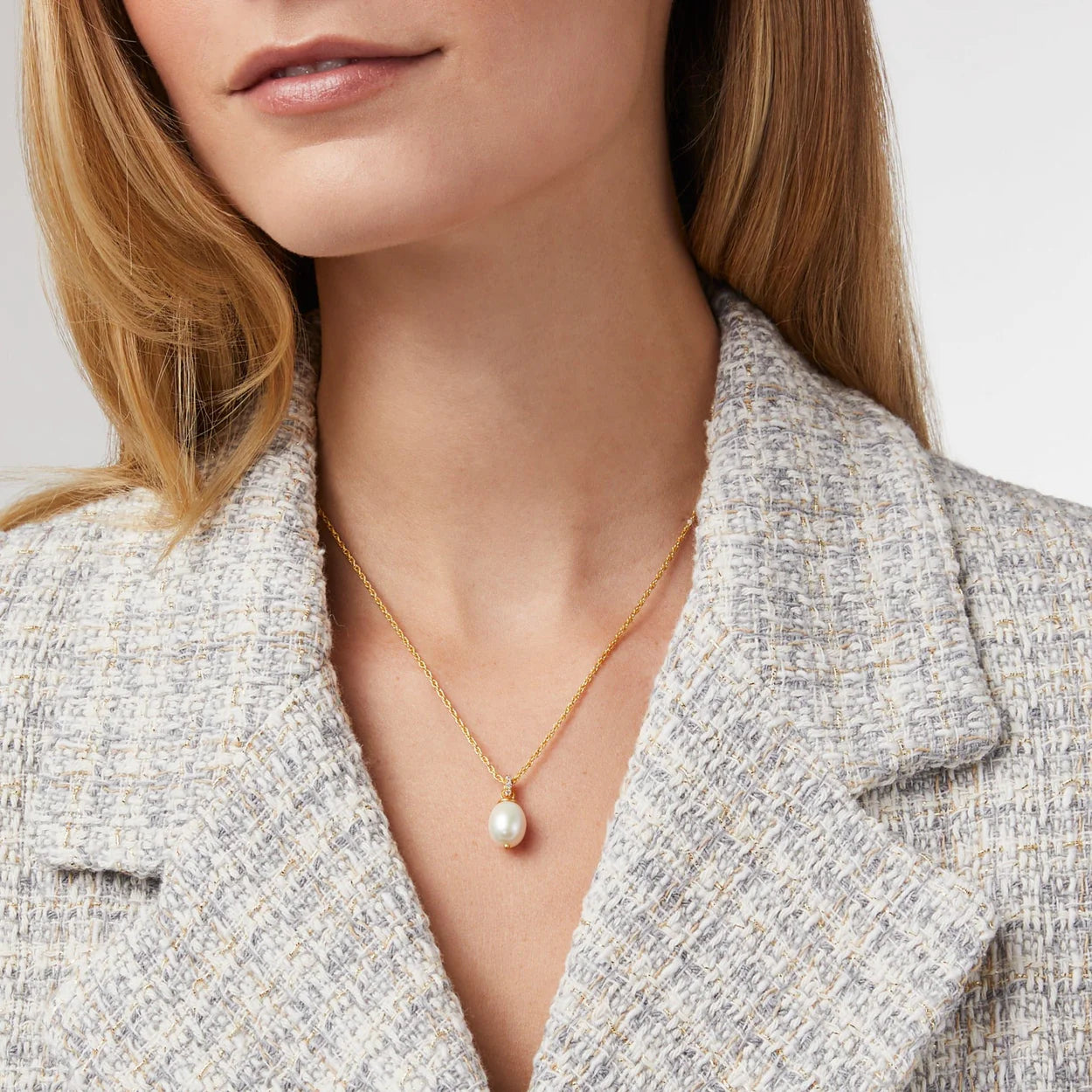 Julie Vos Celeste Pearl Solitaire Necklace