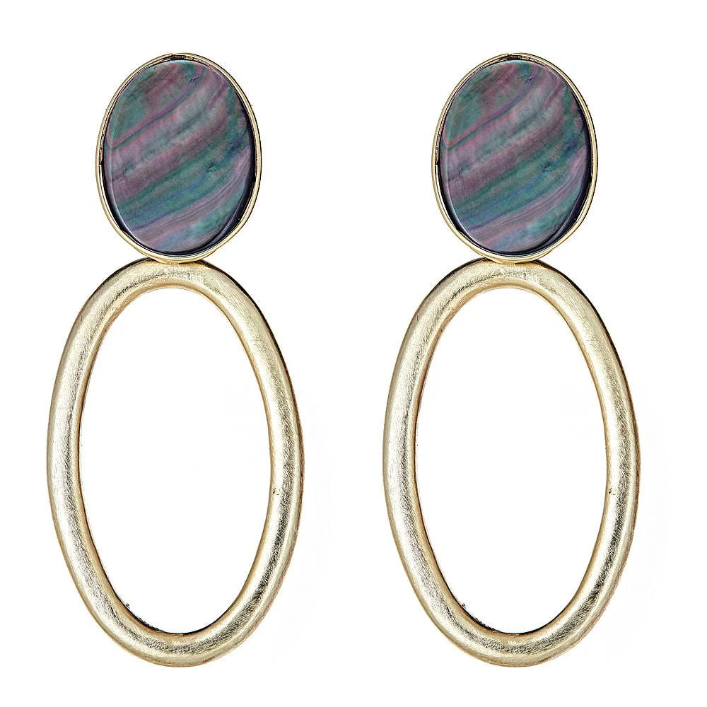 Cristina Sabatini Oval Knocker Earring - Gold Mop