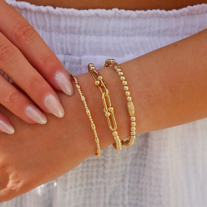Gold Filled Beaded Bracelet Stack - Dubai
