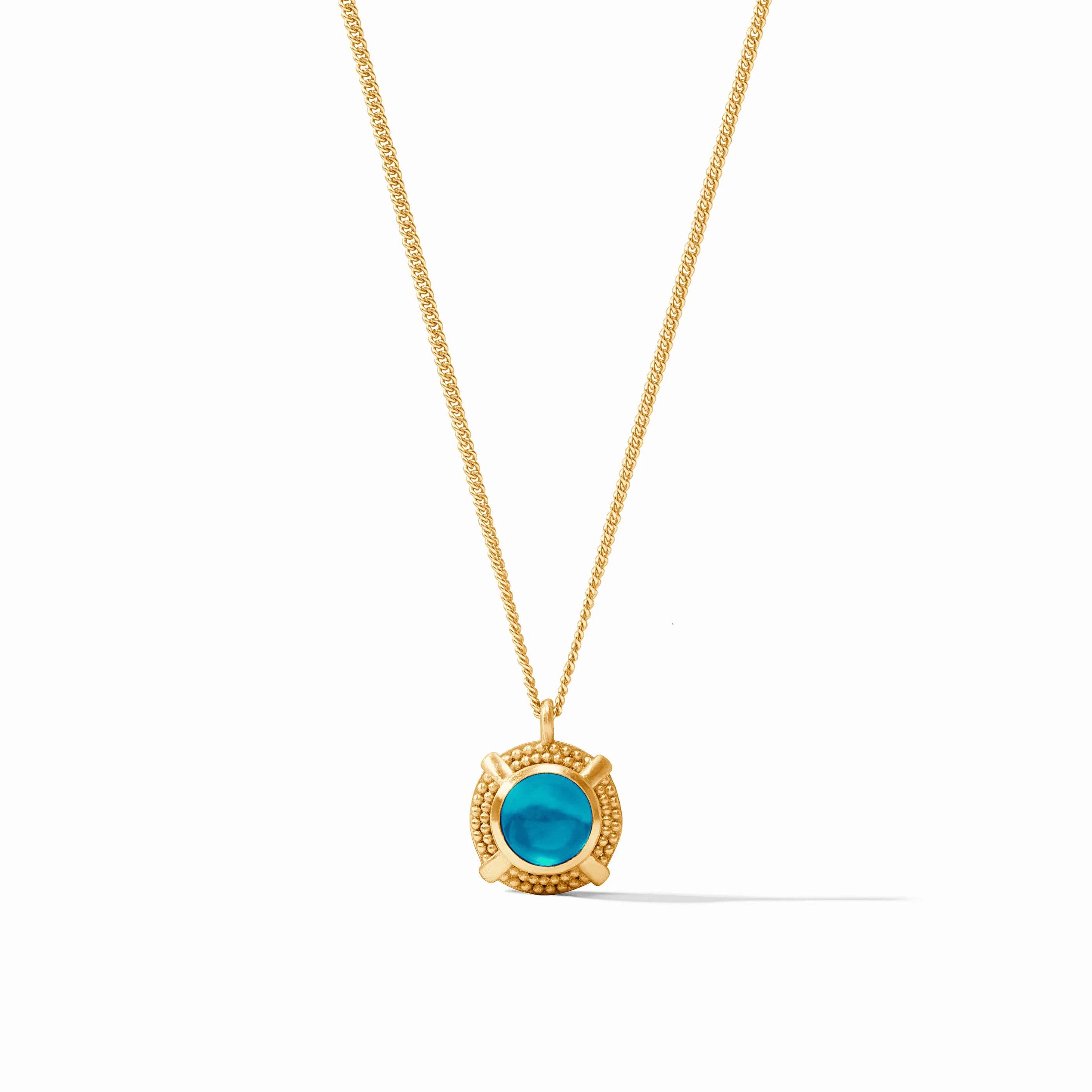Julie Vos Cabochon Solitaire Necklace - Iridescent London Blue