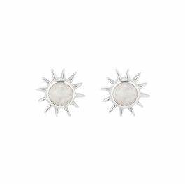 Pura Vida Moonstone Sunray Silver Stud Earrings