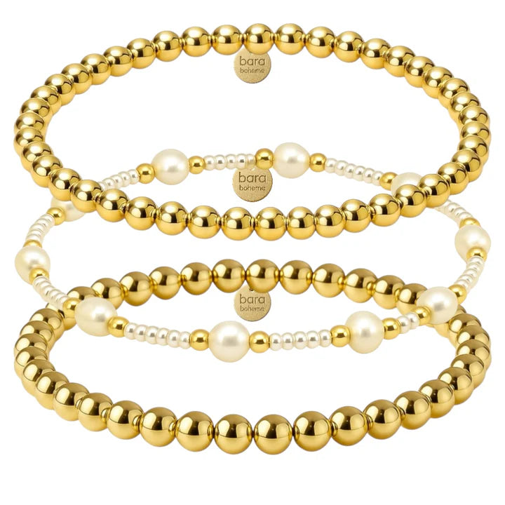 Gold Filled Beaded Bracelet Stack - Capri