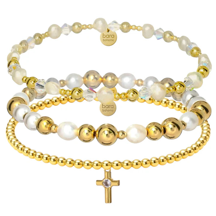 Gold Filled Beaded Bracelet Stack - San Diego