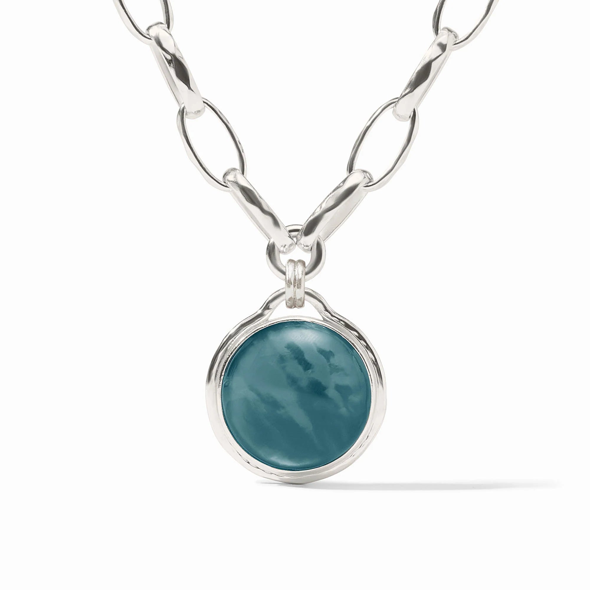 Julie Vos Solara Statement Necklace Silver - Iridescent Montana Blue