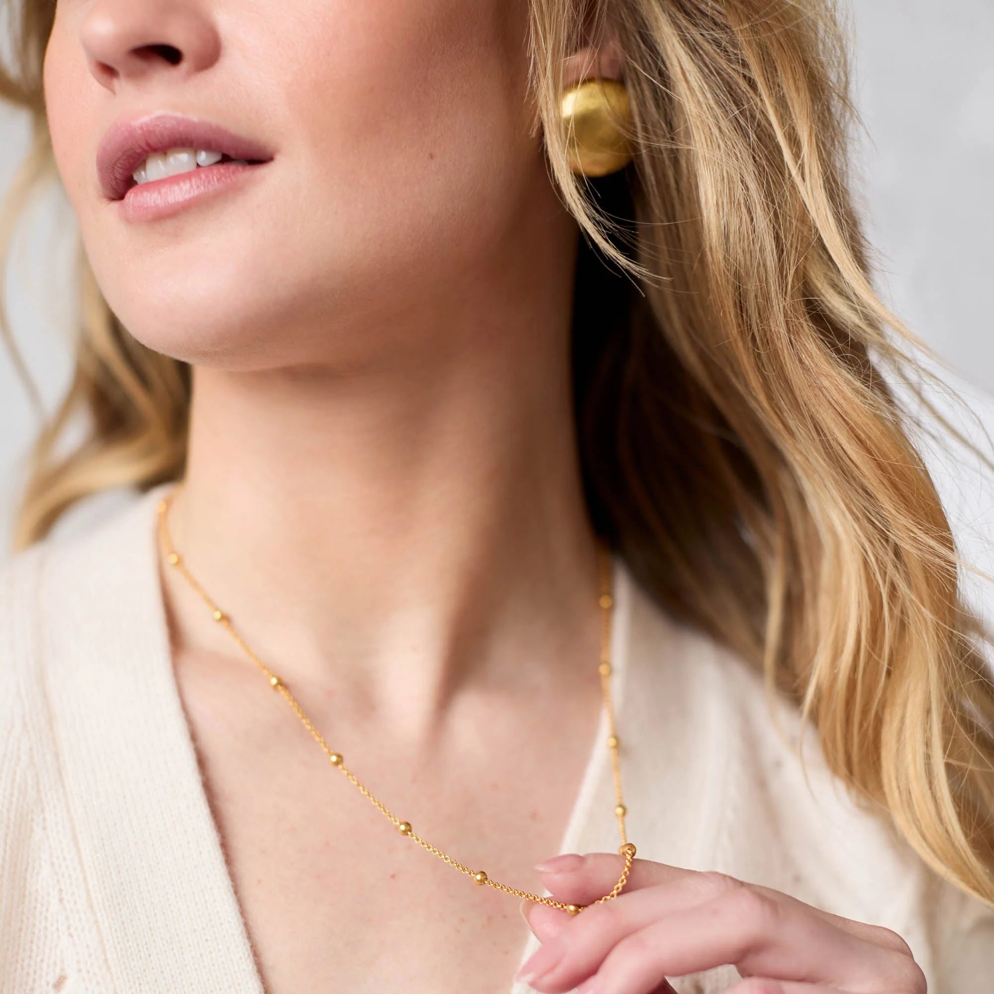 Julie Vos Solara Delicate Station Necklace 24" - Gold