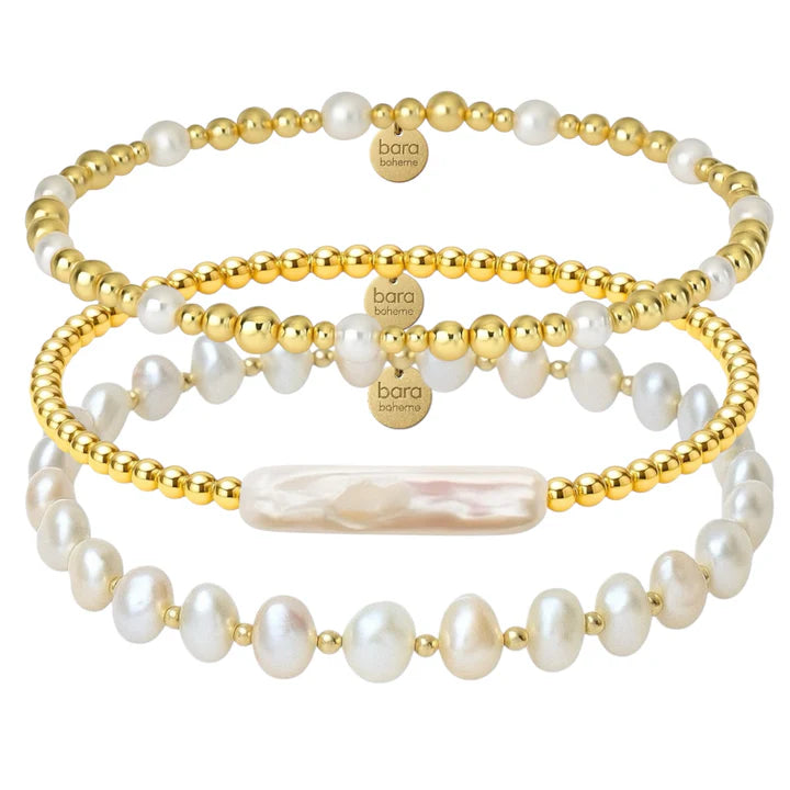 Gold Filled Beaded Bracelet Stack - Sydney