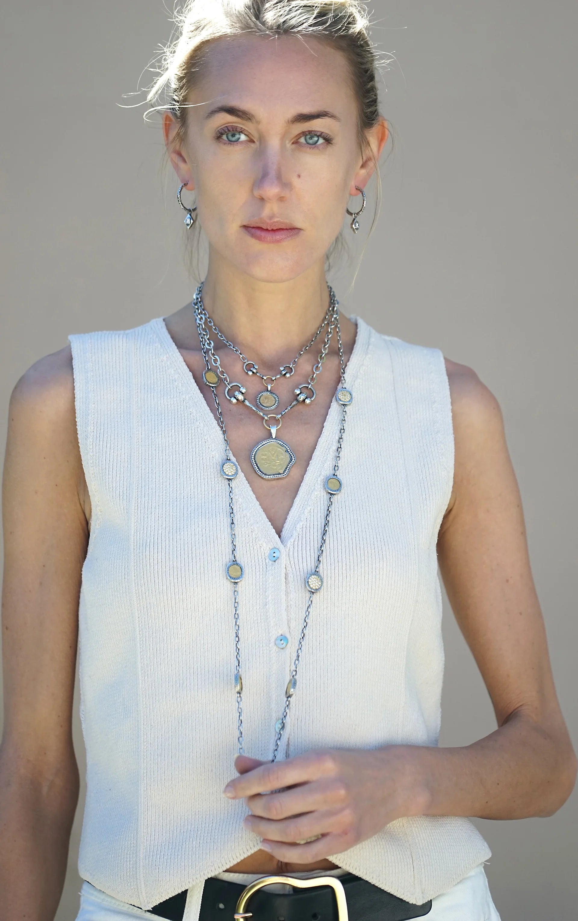 Tat 2 Designs - Vintage Silver Pavia Station Necklace