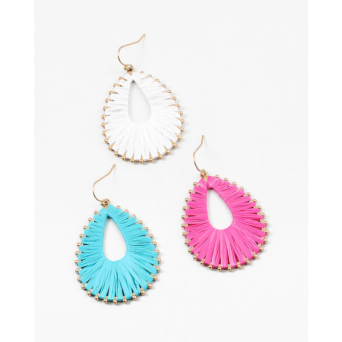 Rafia Teardrop Earring -Turquoise