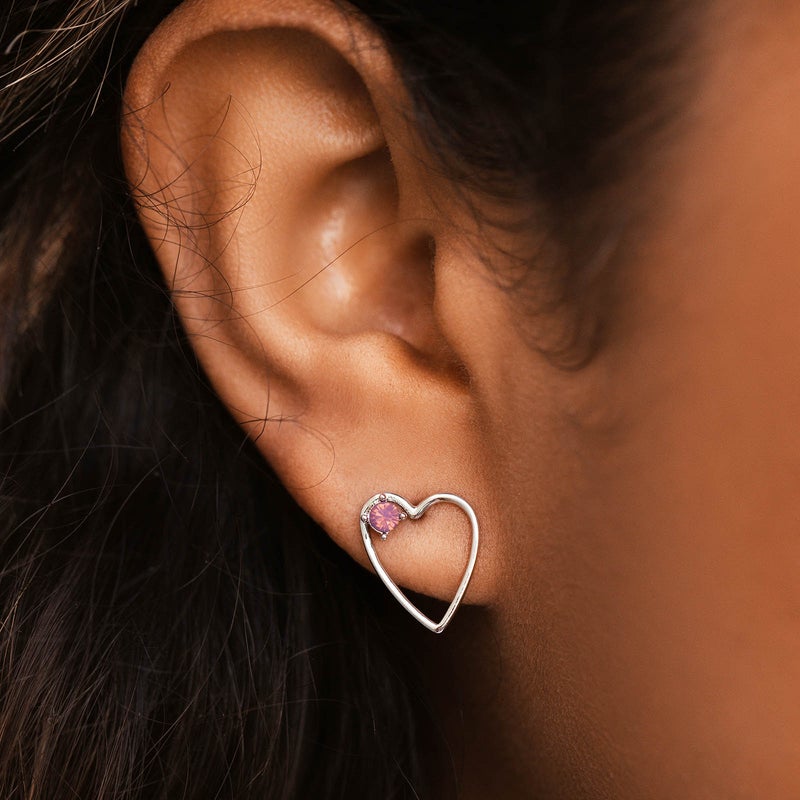 Pura Vida Sweatheart Stone Silver Earrings