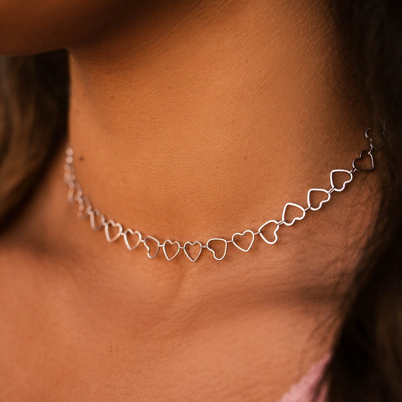 Pura Vida Heart Chain Choker - Silver