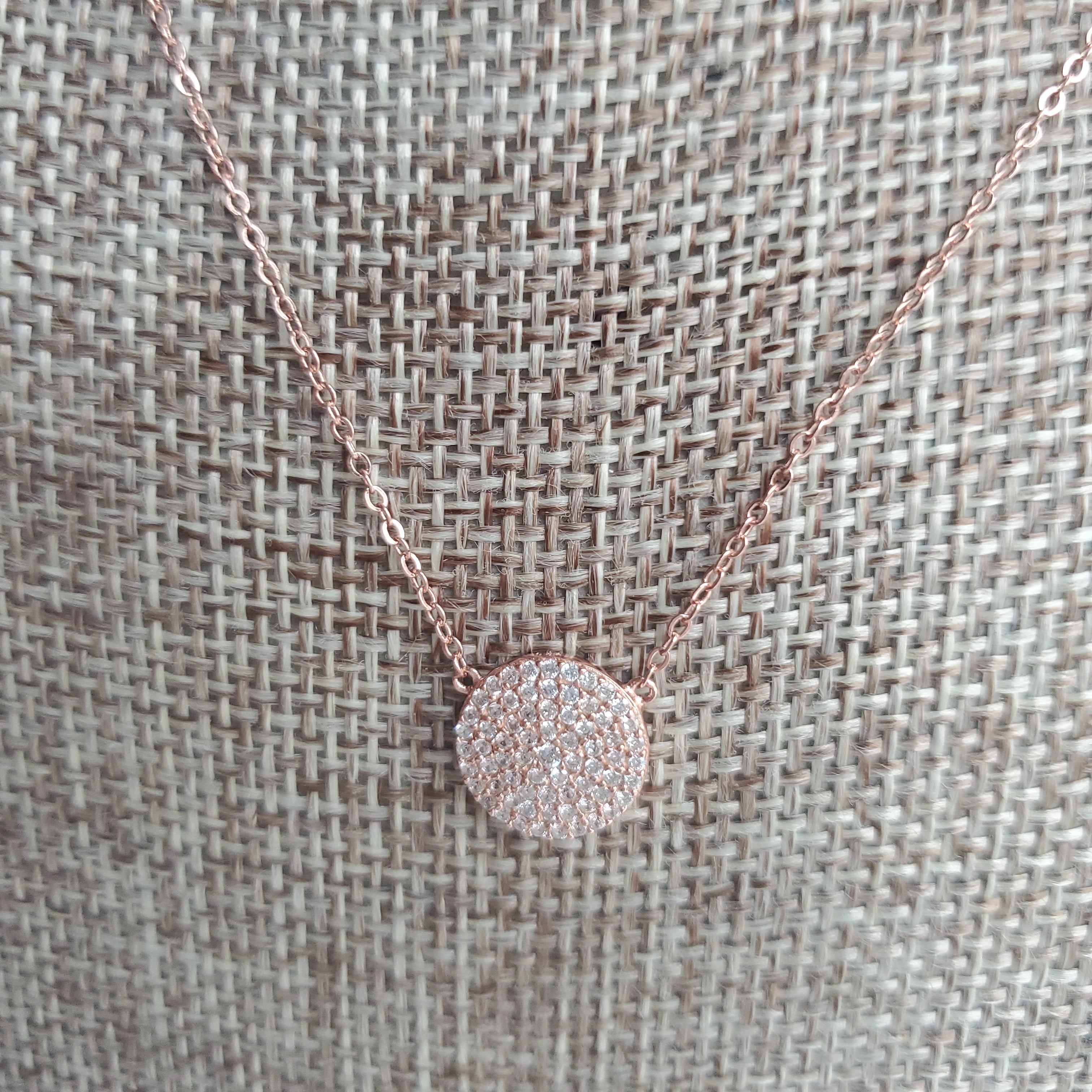 Rose Gold Sparkle Circle Pendent