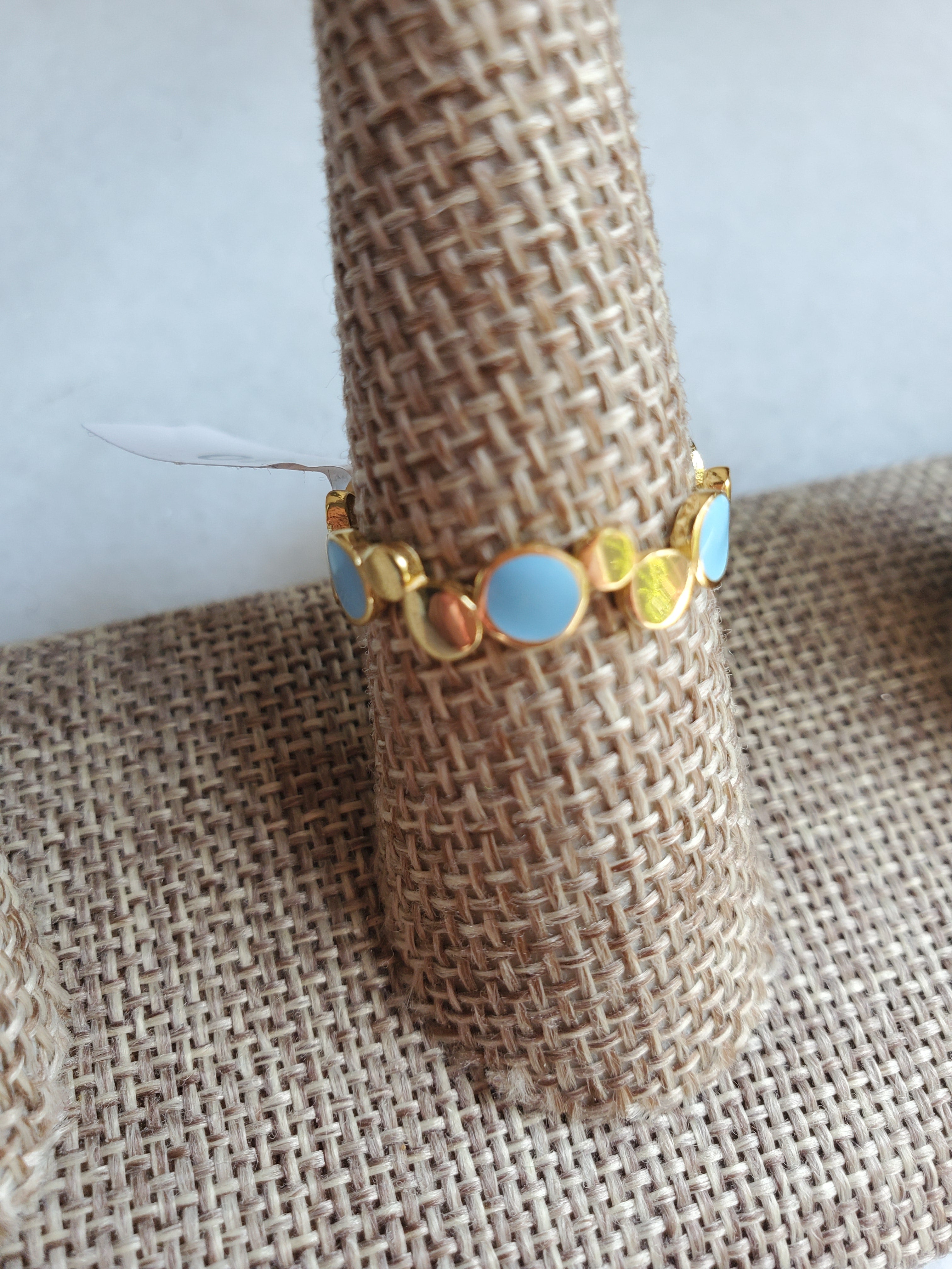 Gold & Blue Bubble Ring - Size 8