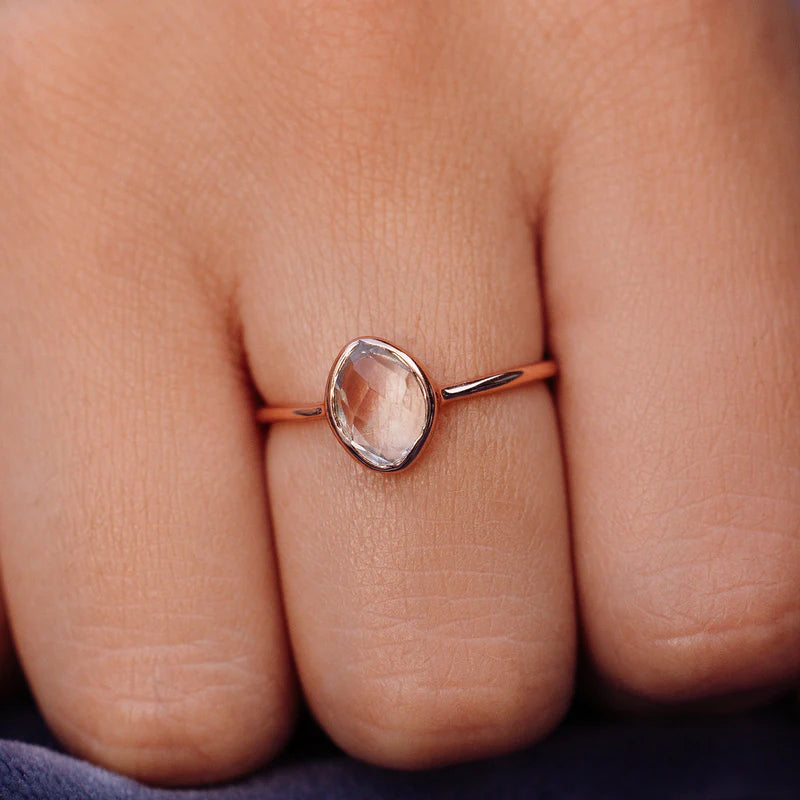 Pura Vida Organic Stone Rose Gold Ring - Size 8