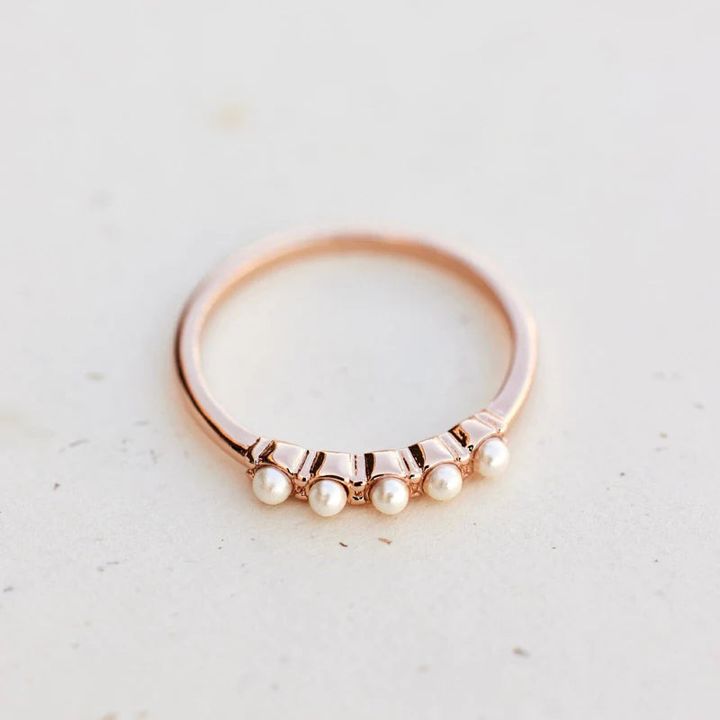 Pura Vida Mini Pearl Pave Ring - Size 7