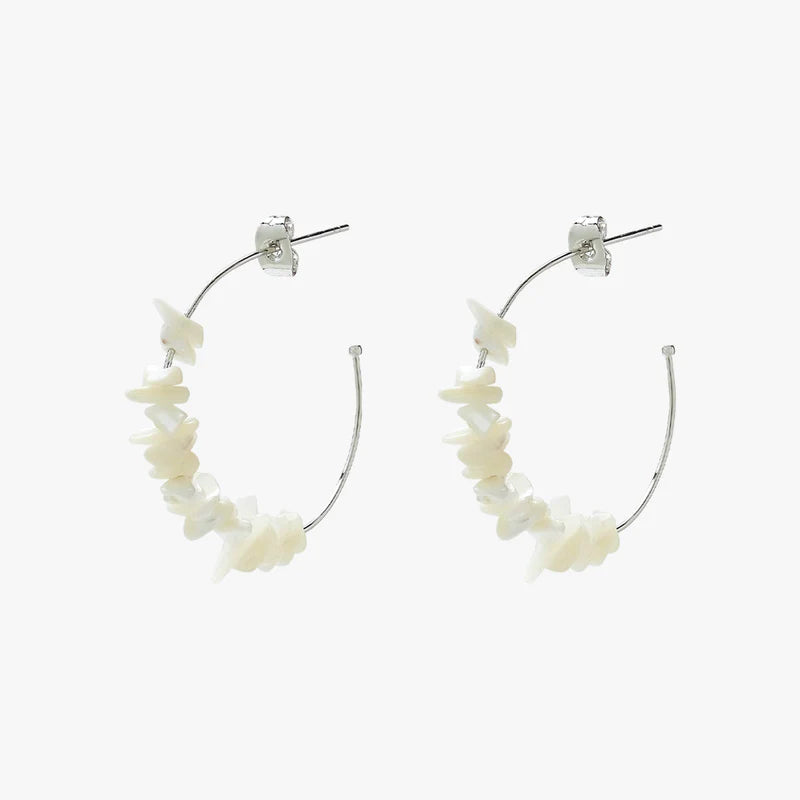 Pura Vida Mother of Pearl Chip Hoop Earrings