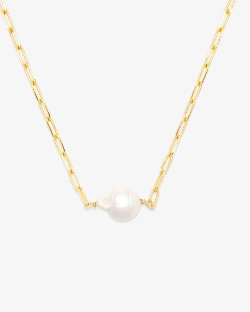 Pura Vida Pearl Paperclip Choker in Gold
