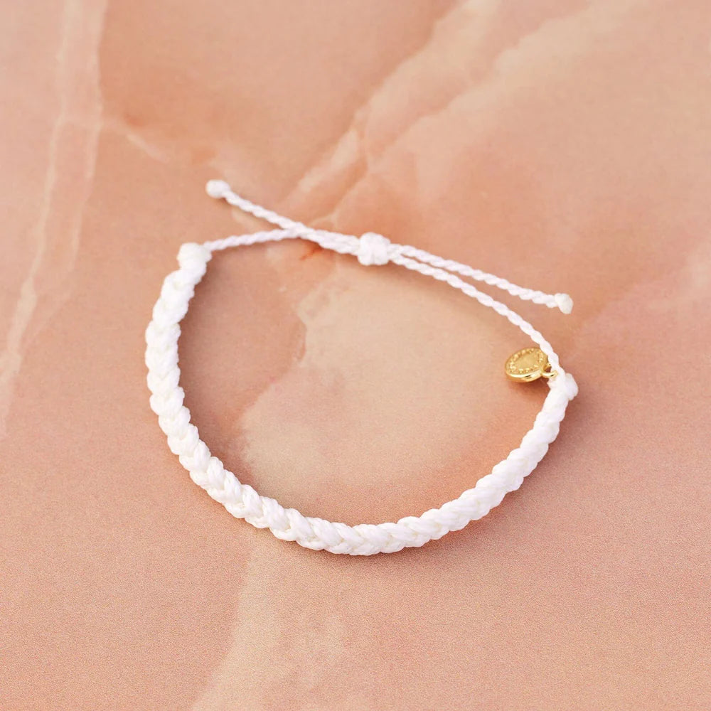 Pura Vida Solid Braided Bracelet - White