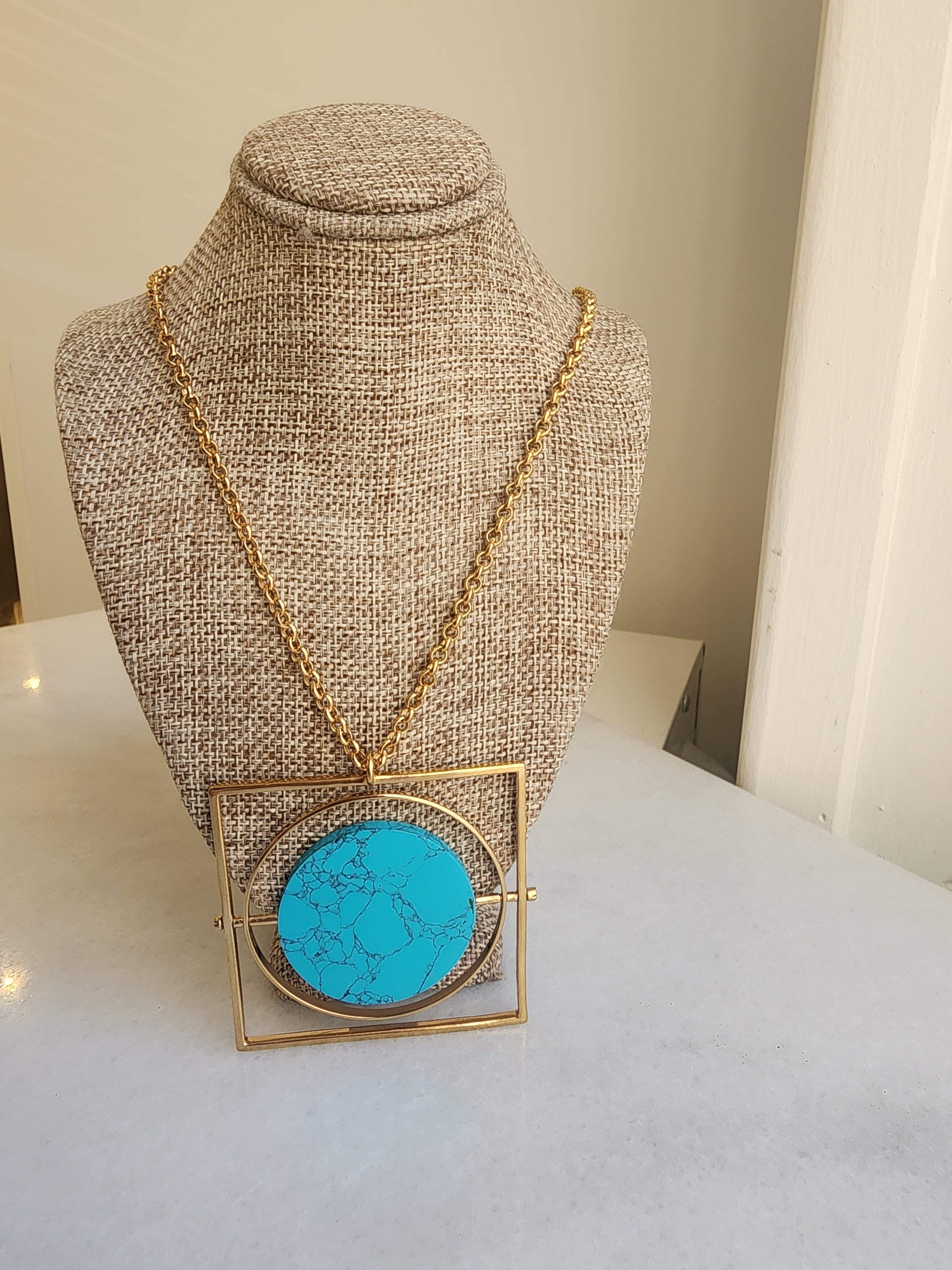 Geometric Turquoise Pendant