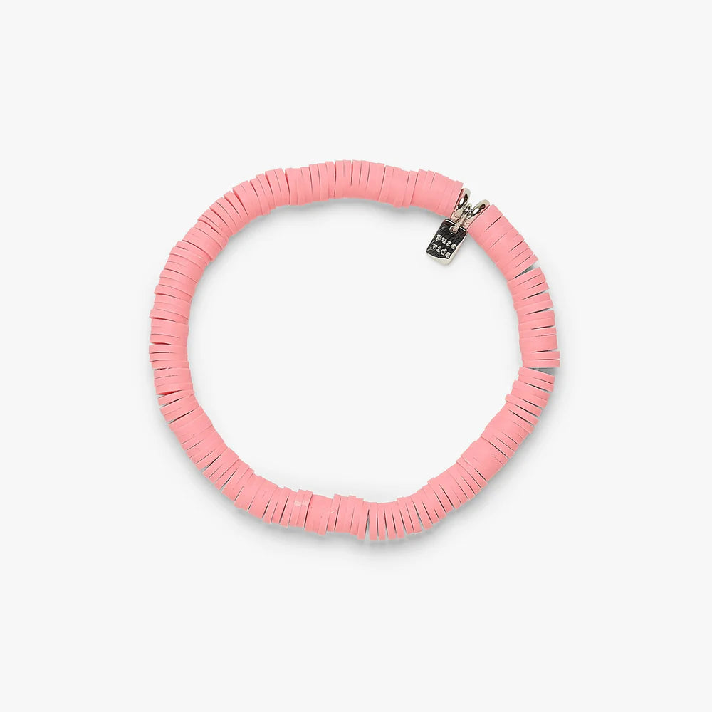 Pura Vida Pastel Disc Stretch Bracelet - Baby Pink