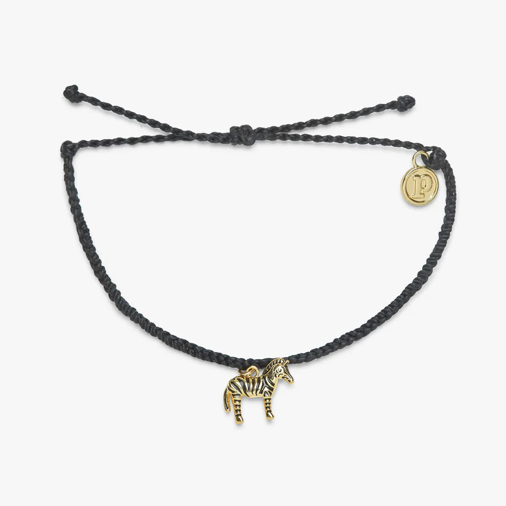 Pura Vida Zebra Charm Bracelet - Black