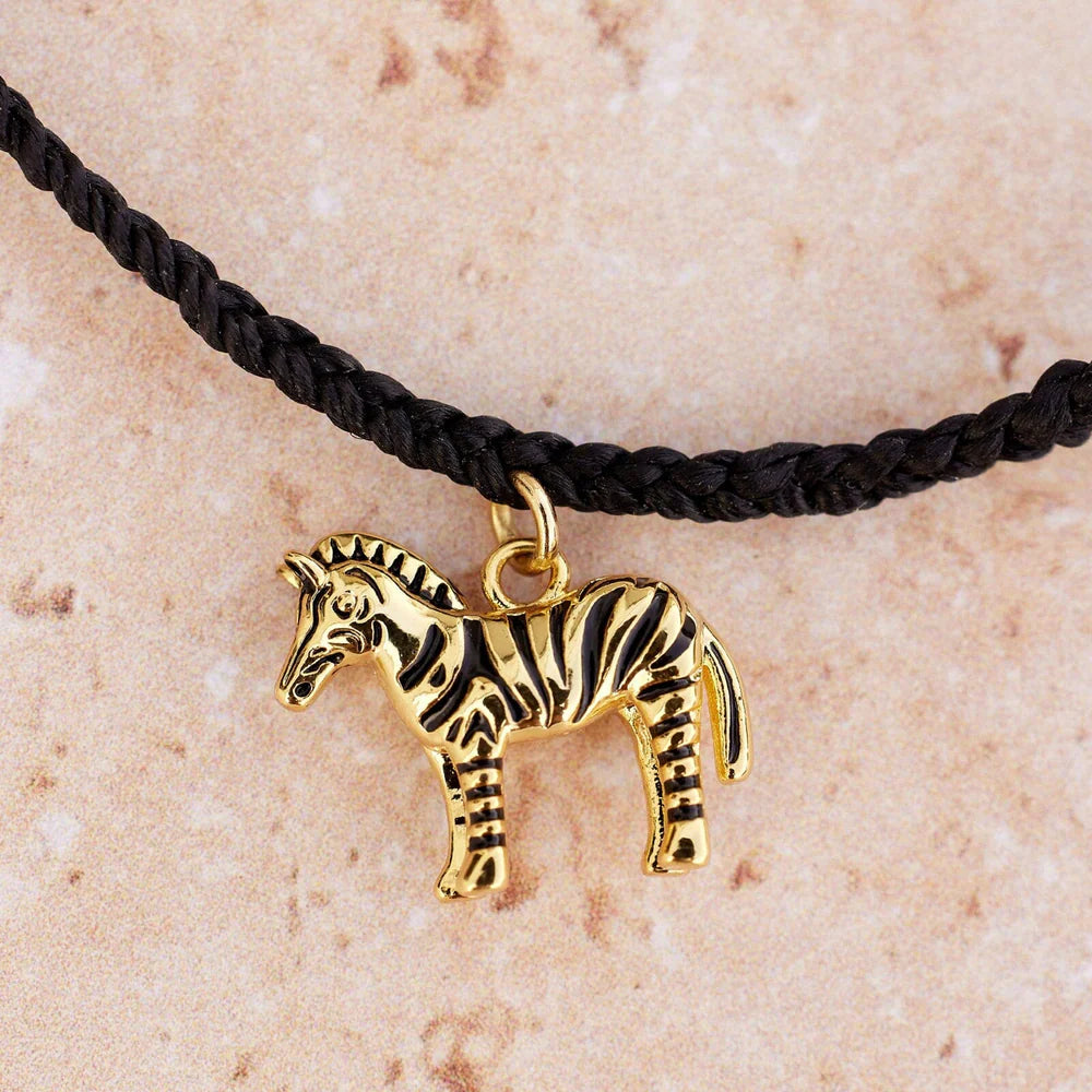 Pura Vida Zebra Charm Bracelet - Black