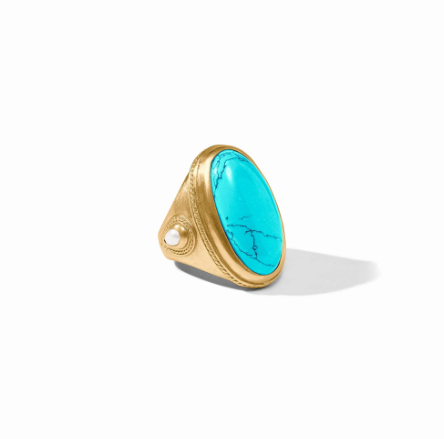 Julie Vos Cannes Statement Ring - Turquoise Blue