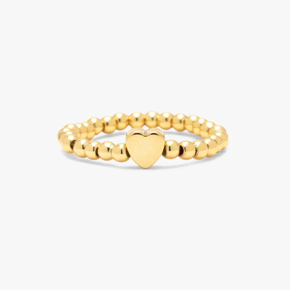 Pure Vida Gold Heart Bead Stretch Ring