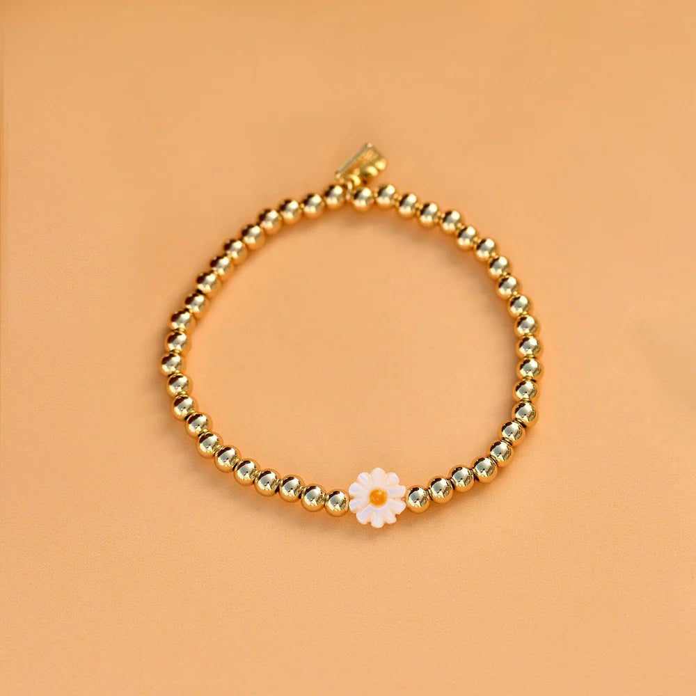 Pure Vida Daisy Gold Bead Stretch Bracelet