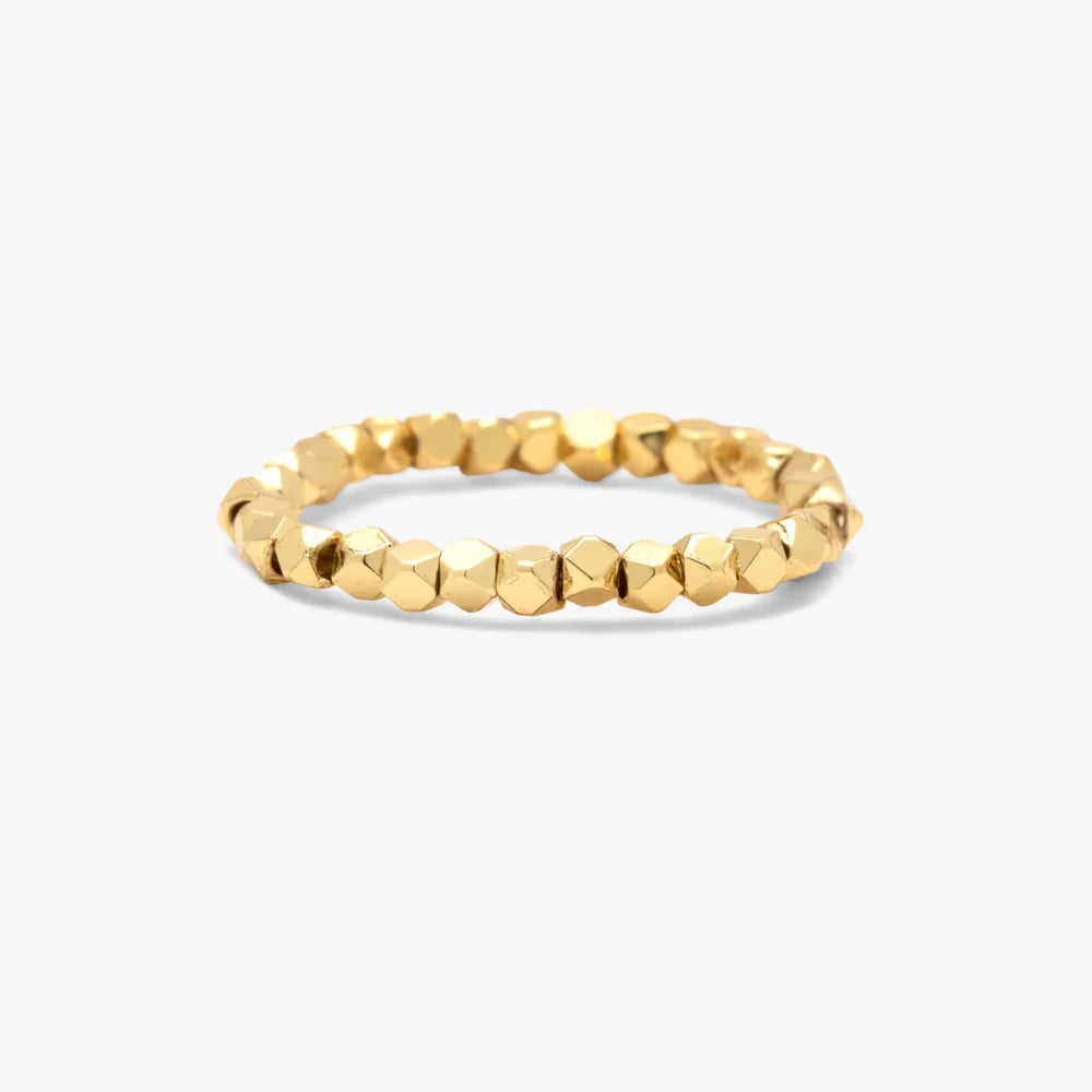 Pure Vida Faceted Gold Bead Stretch Ring