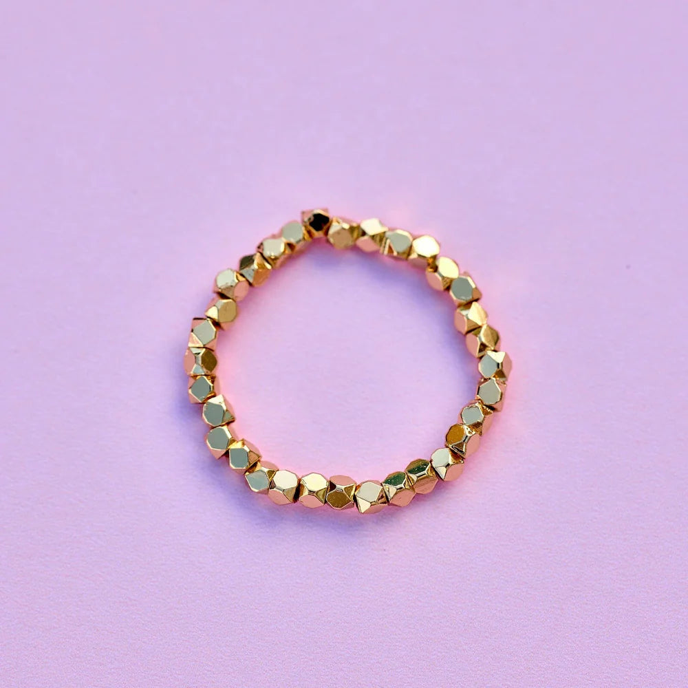 Pure Vida Faceted Gold Bead Stretch Ring