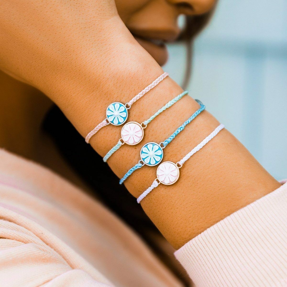 Pura Vida Cameo Charm Bracelet - Silver - Ice Blue