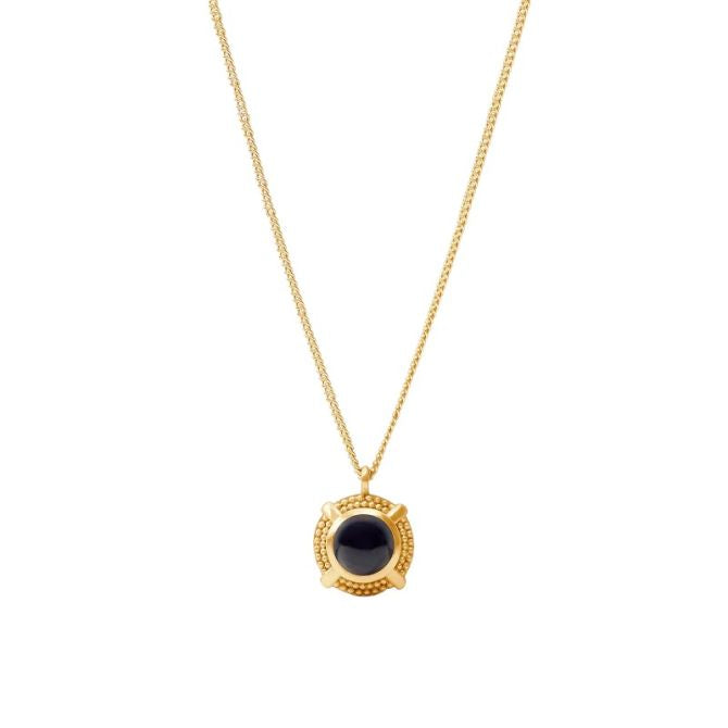 Julie Vos Cabochon Solitaire Necklace - Obsidian Black