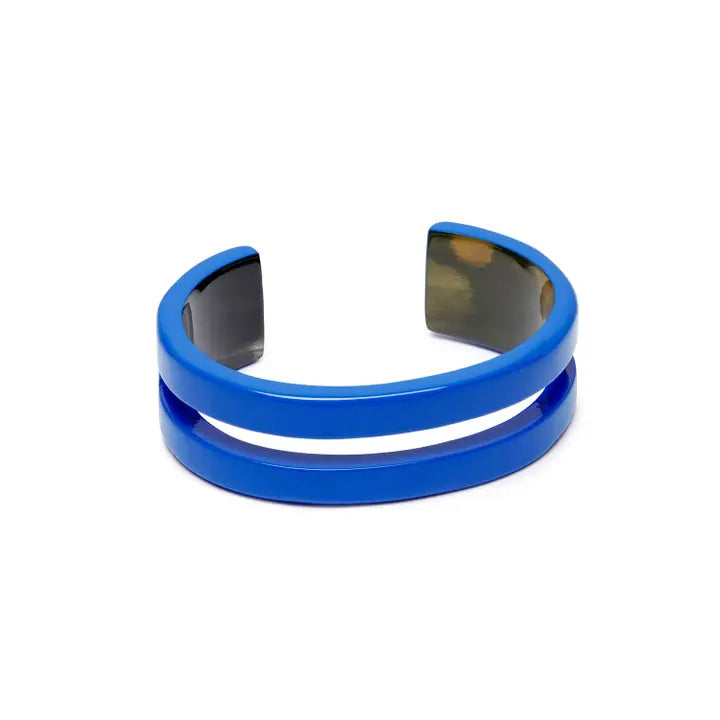 Branch Bright Blue Lacquered Horn Cut Out Cuff