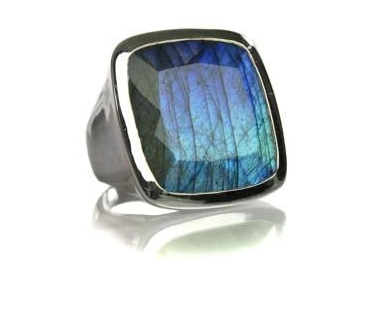 Sikara and Co. Large Capri Flat Square Cocktail Ring Labradorite