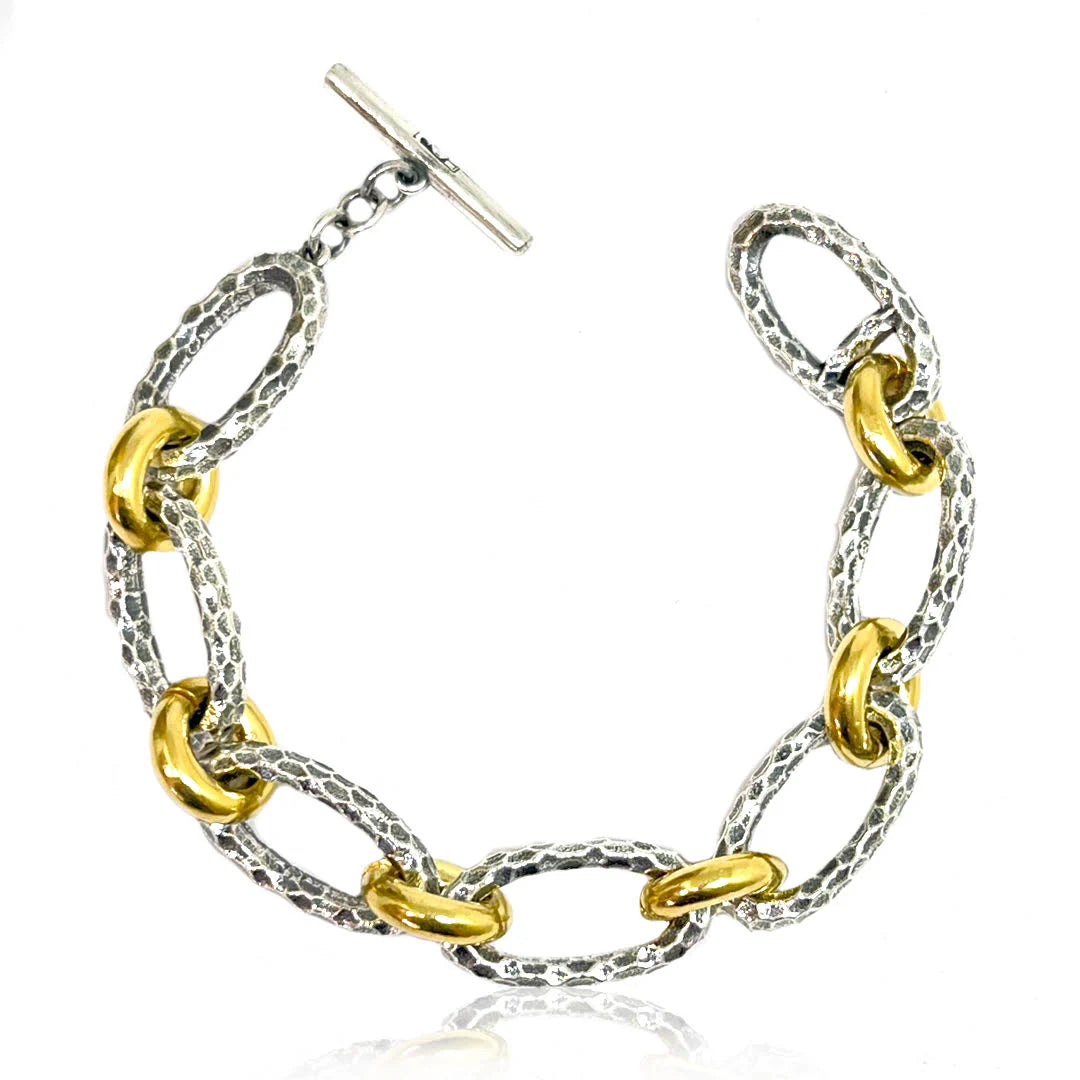 Tat 2 Designs - SILVER TWO-TONE RAVELLE HAMMERED CHAIN BRACELET