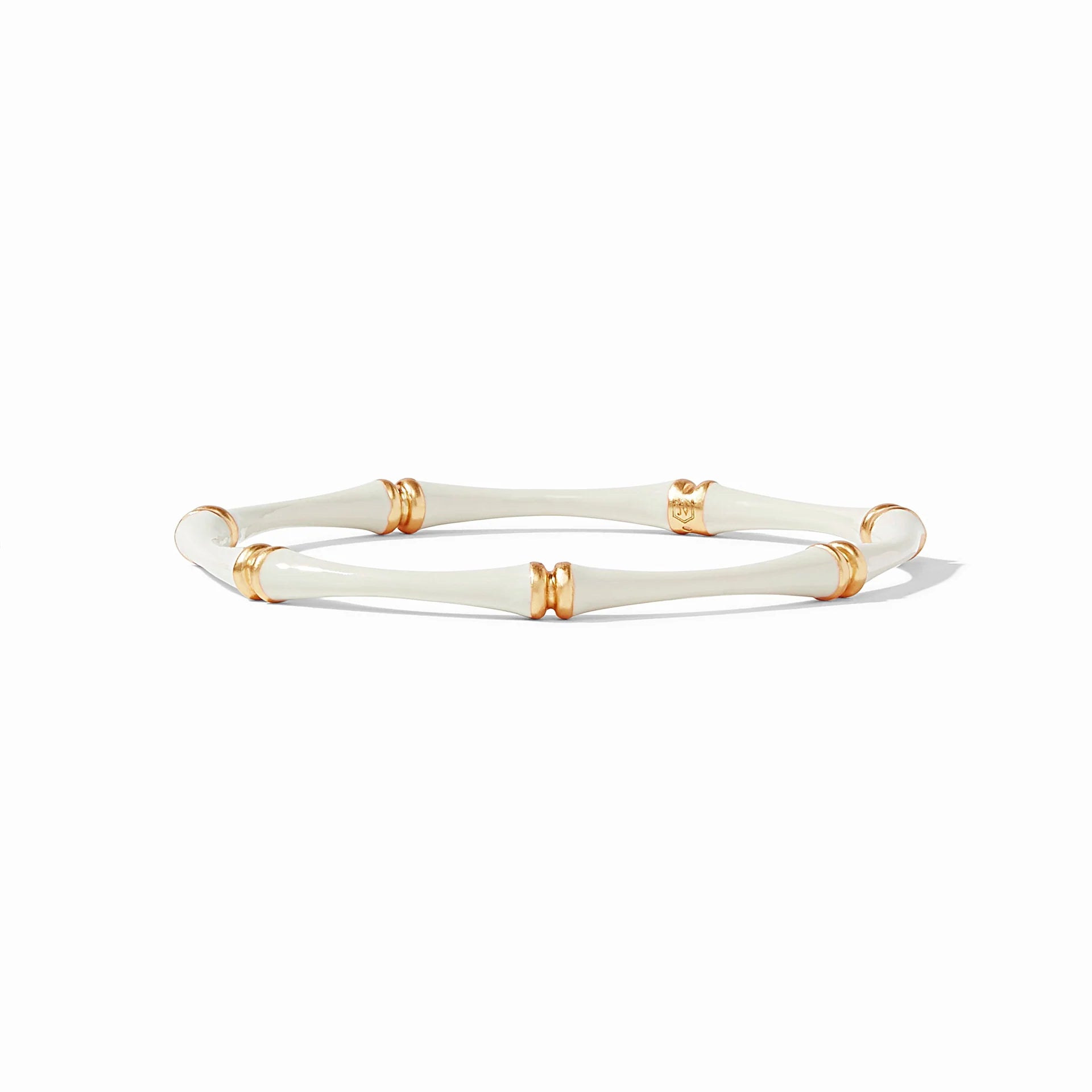 Julie Vos Bamboo Bangle Bracelet in Ivory Enamel - Medium