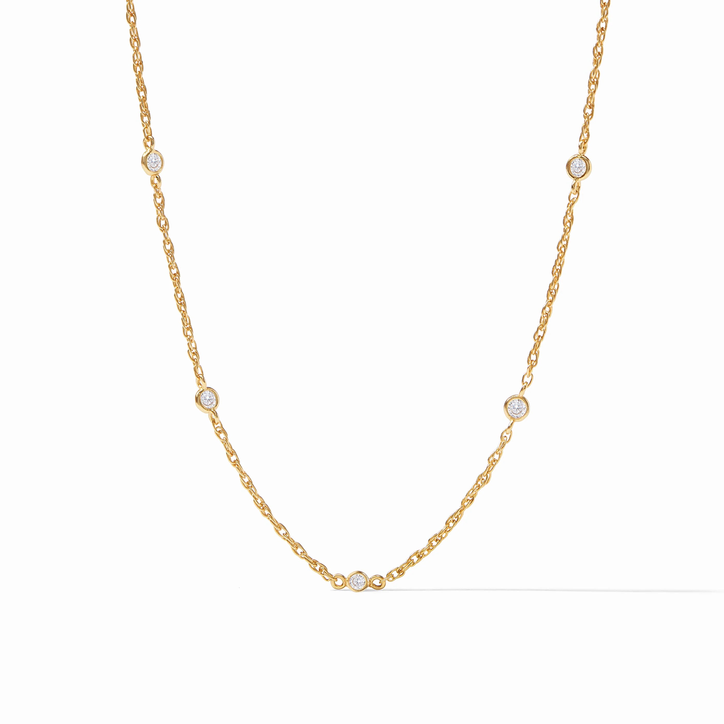 Julie Vos Celeste Delicate Station Necklace in Cubic Zirconia