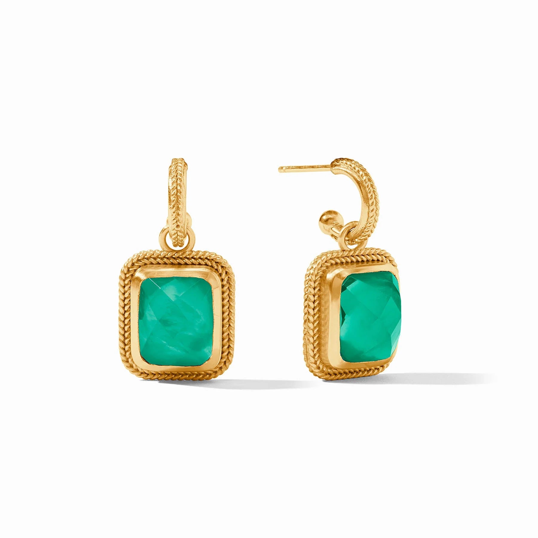 Julie Vos Cheval Hoop & Charm Earring - Iridescent Emerald Green