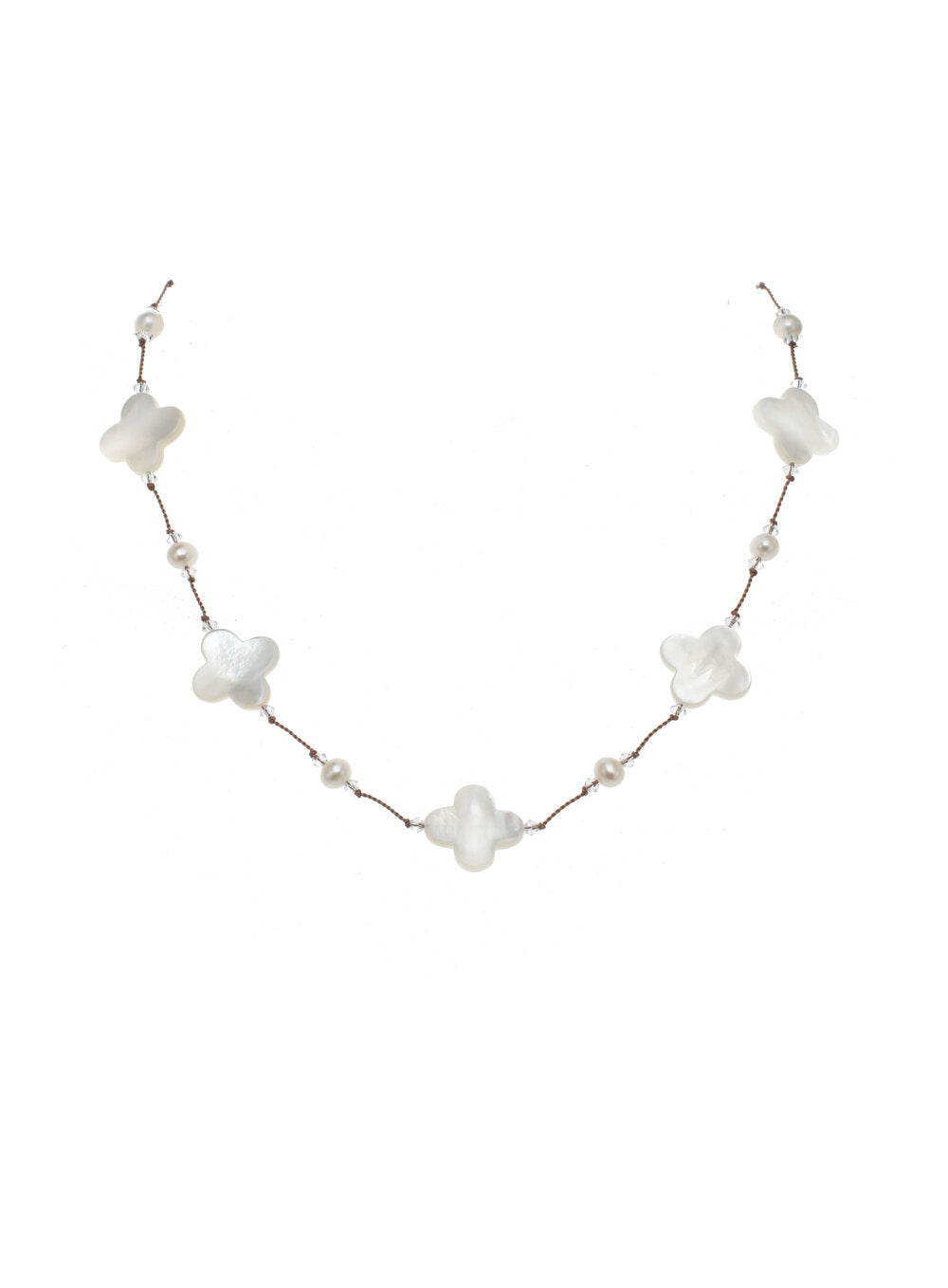 Margo Morrison Mother of Pearl and Gray Pearl Clover Necklace