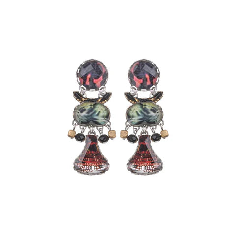 Ayala Bar Red Vintage Earrings Oriental Hues Set