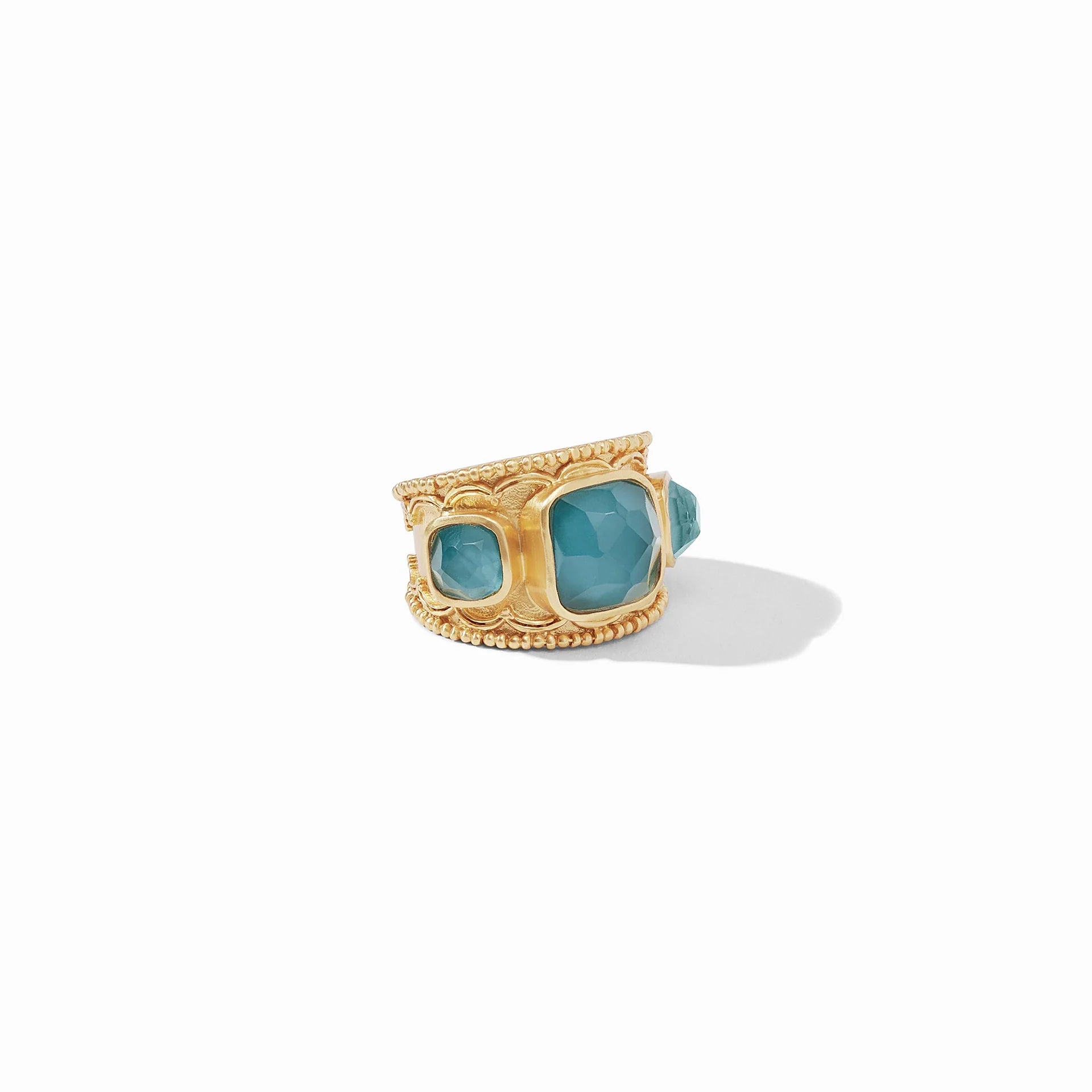 Julie Vos Trieste Statement Ring - Peacock Blue - Size 7