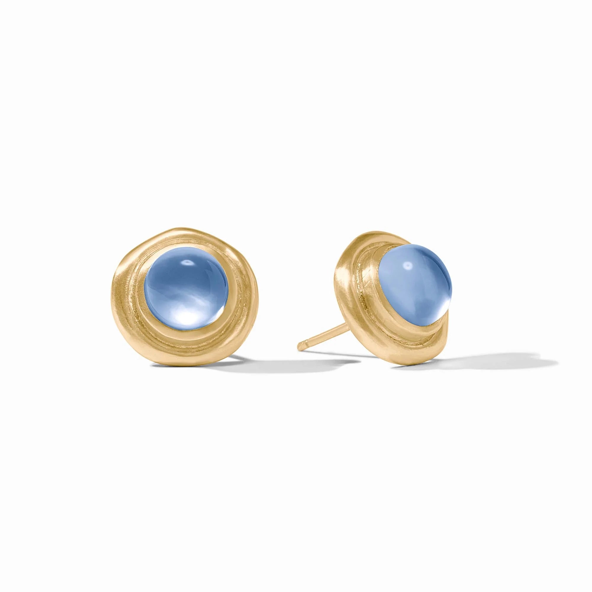 Jullie Vos Wave Stone Stud - Iridescent Chalcedony Blue