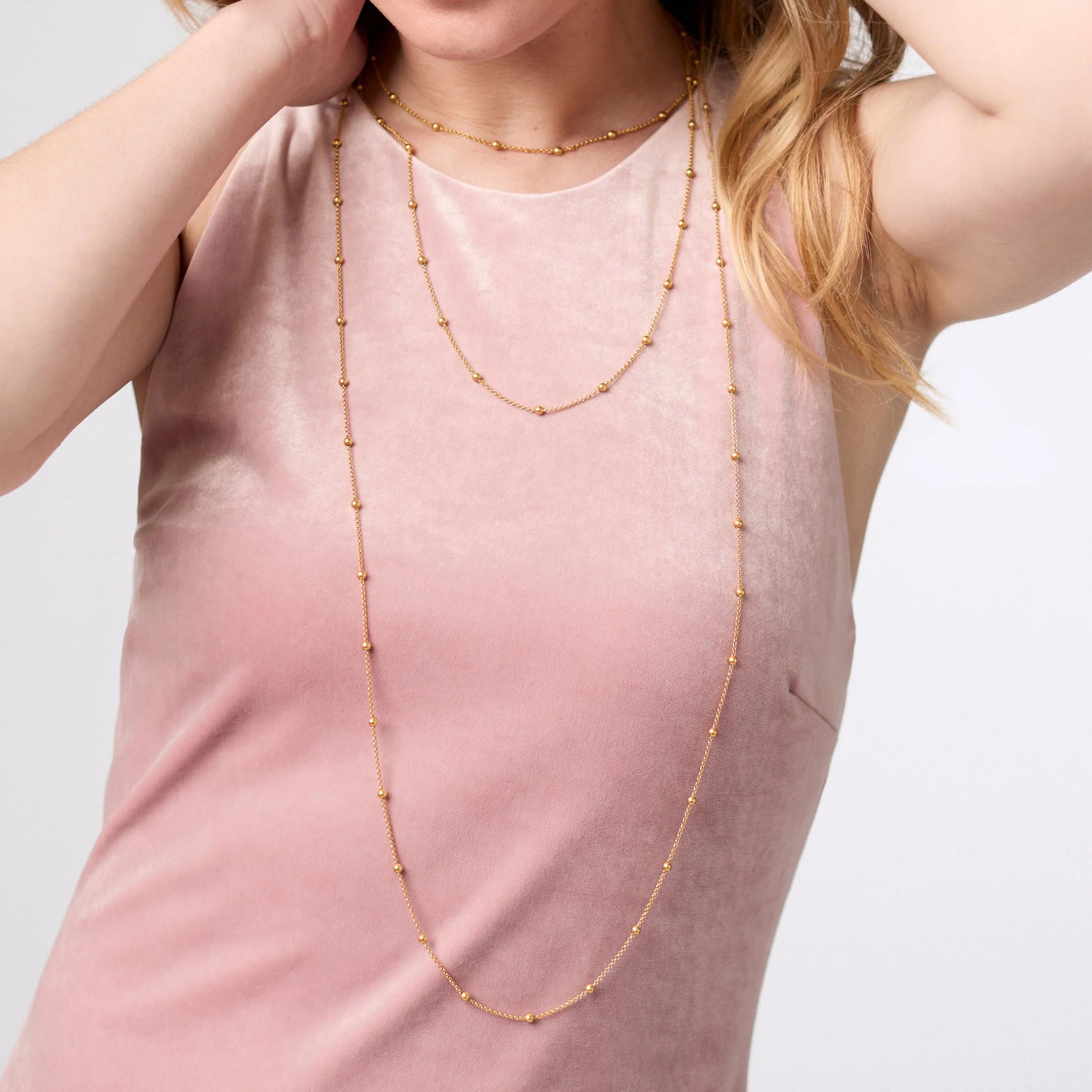 Julie Vos Solara Delicate Station Necklace 24" - Gold