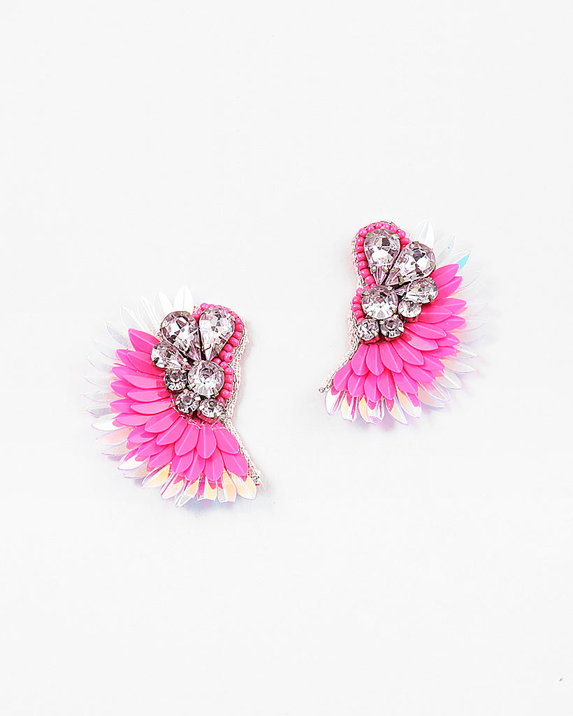 Statement Wing Earrings - Pink